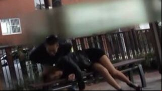 Drunk Guy Fucks ed out girl on bench with aggressive force