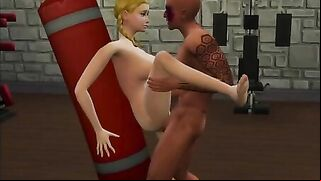 Sims hottie makes him climax with her fuck ready body at the local gym