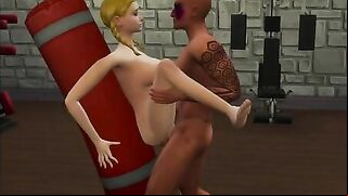 Sims hottie makes him climax with her fuck ready body at the local gym